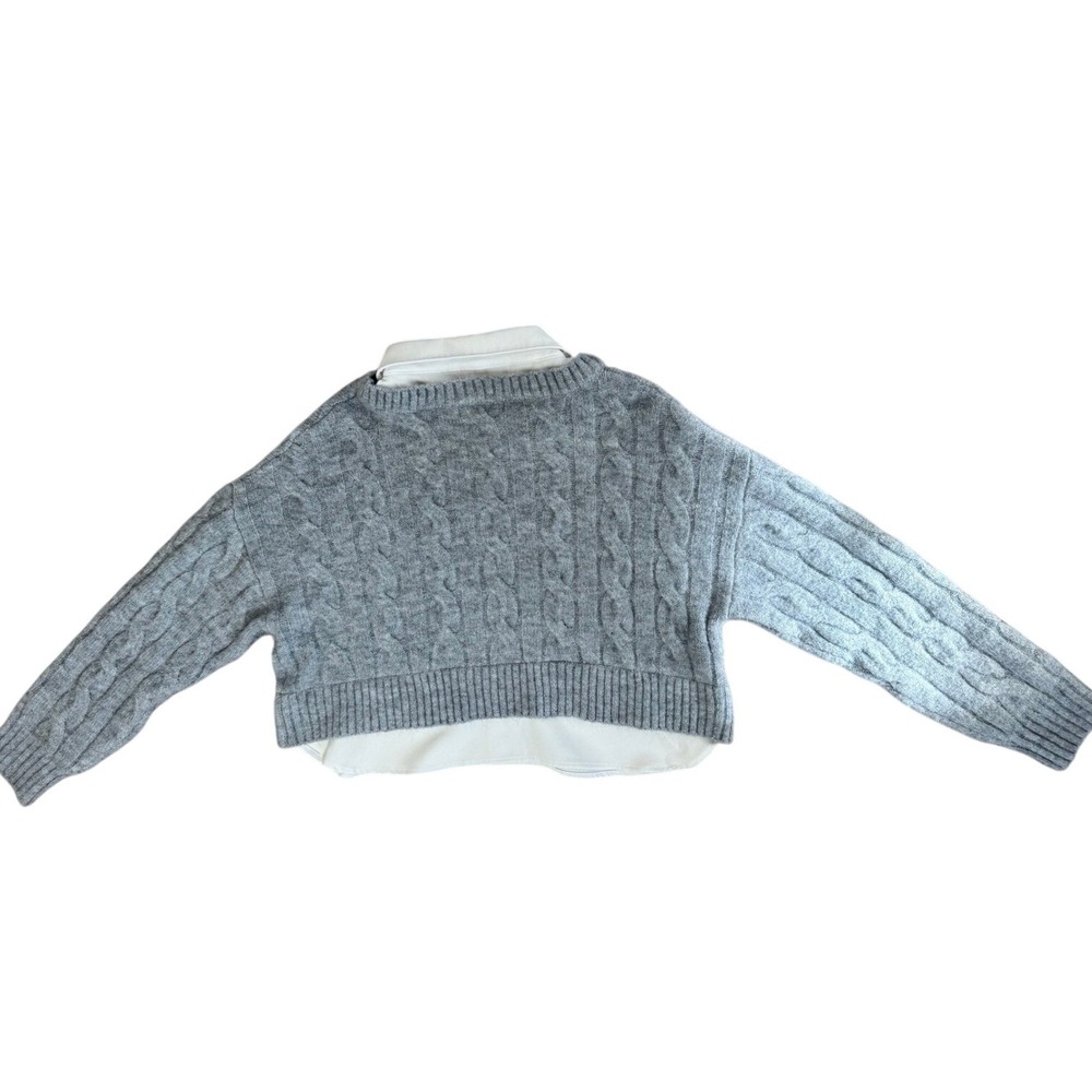 Gloria Jeans Girls Grey Cable Knit 2-in-1 Layered Sweater Shirt Size 12-14 164cm - Picture 7 of 10